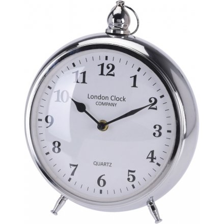 Silver Round Standing Clock 26.5cm