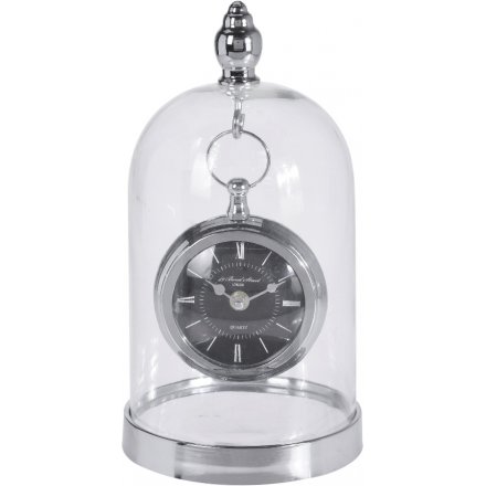 Silver Table Clock In Dome