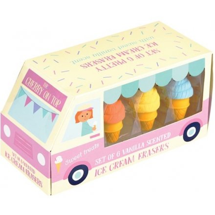 Scented Ice Cream Shaped Erasers Box of 6