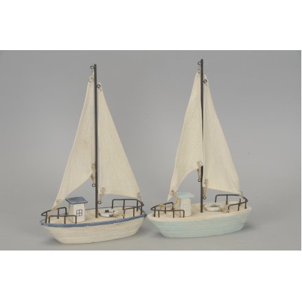 Wooden Sailing Boat, 2 assorted 35cm
