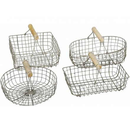 Assorted Grey Wire Baskets