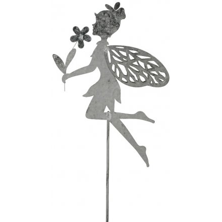 Garden Stake Silver Fairy