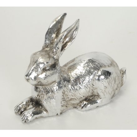 Silver Lounged Rabbit Ornament 9cm