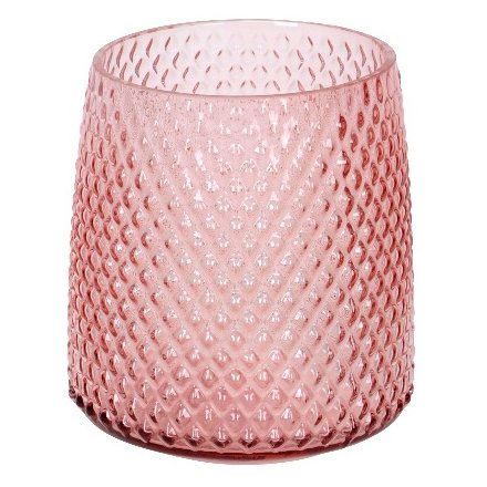 Diamond Ridged Pink Glass 15cm