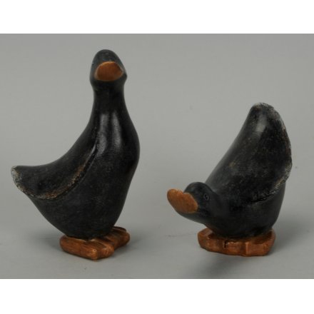 Black Distressed  Wooden Ducklings, 2ass