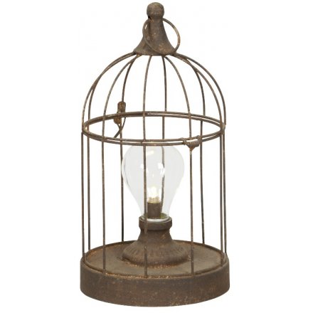 Dark Metal Bird Cage Lantern LED