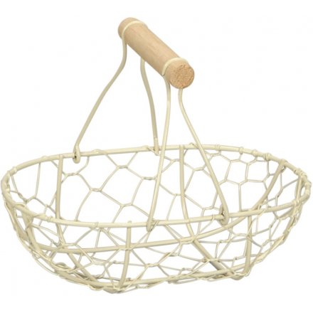 Metal Cream Oval Wire Basket