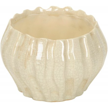 Rounded Ceramic Pearlescent Pot 12.5cm