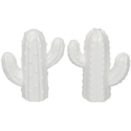Ceramic White Standing Cactus 12.5cm