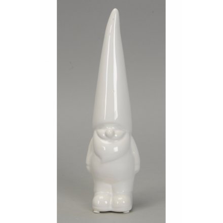White Ceramic Gnome - Large