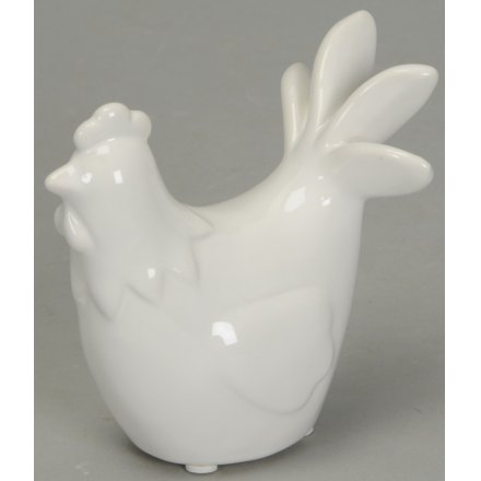 Small Ceramic White Hen