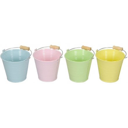 Assorted Pastel Metal Buckets - Small
