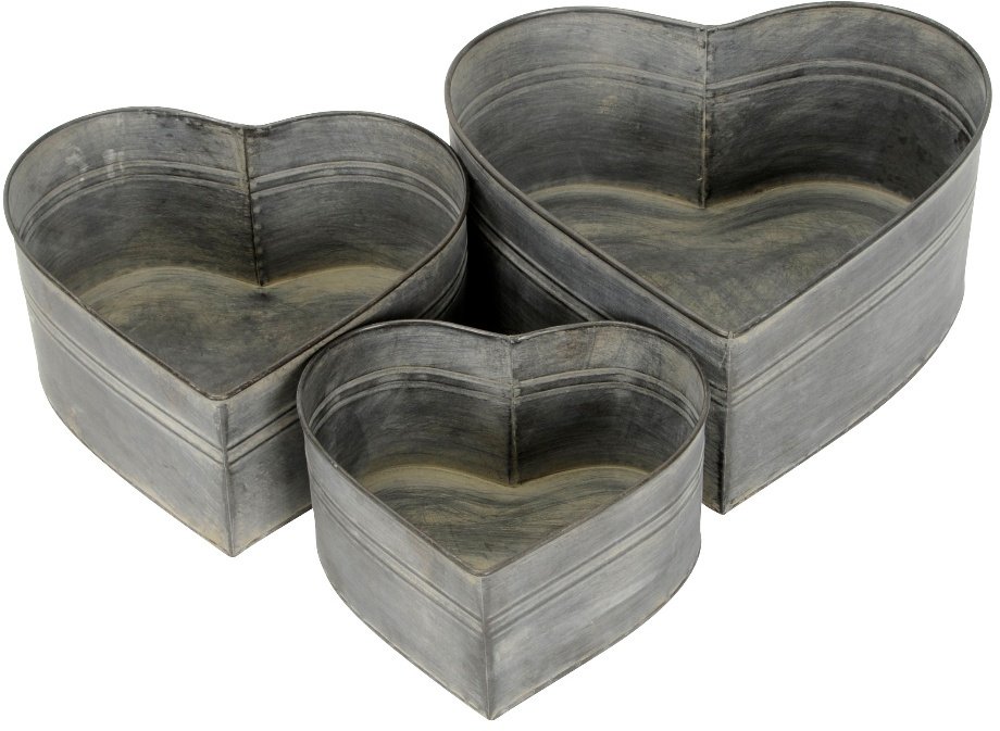 Zinc Heart Containers, Set of 3 36739 Homeware / Storage