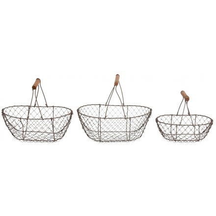 Wire Baskets, Set Of 3 