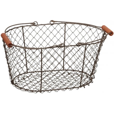Grey Wire Basket Double Handle