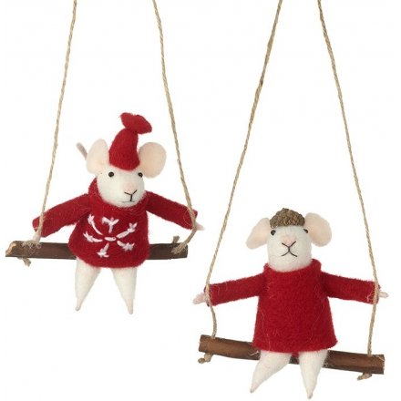 Wool Hanging Mice in Jumpers Mix