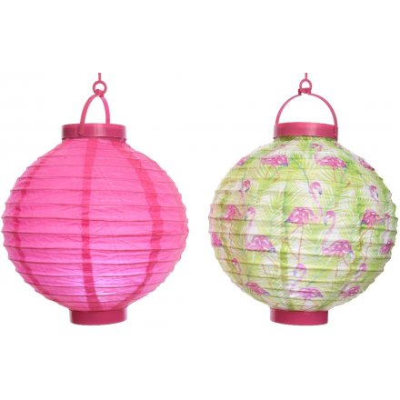LED Paper Lanterns Flamingo Pink Mix 20cm
