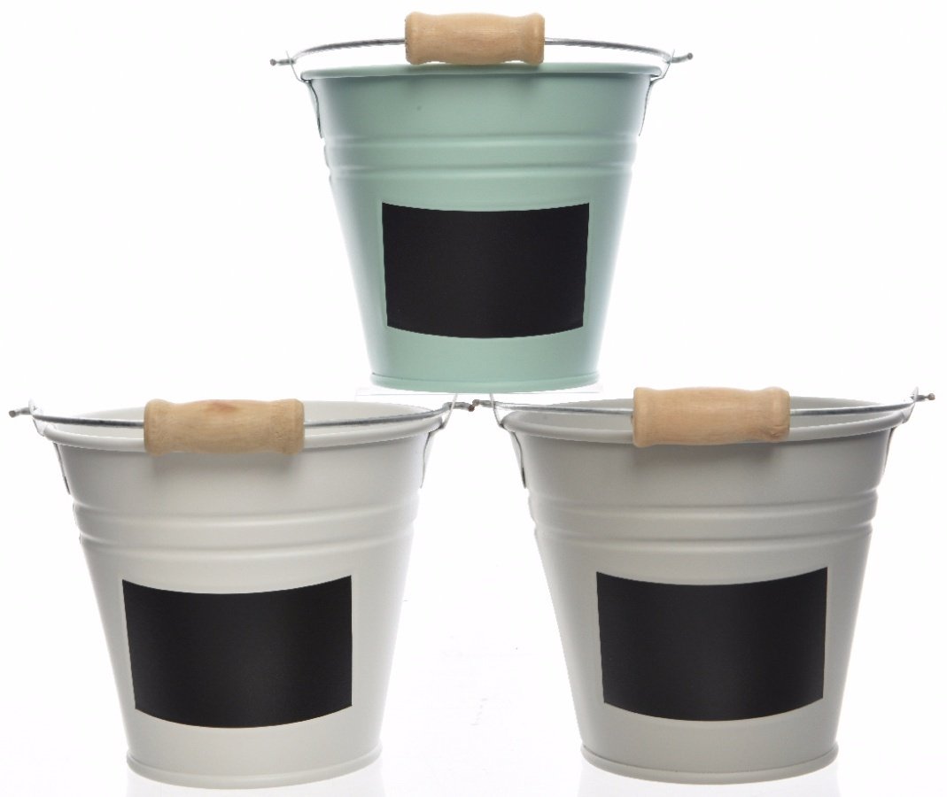 Buckets With Chalkboard Labels, 3 Assorted 16cm 36905 Interior