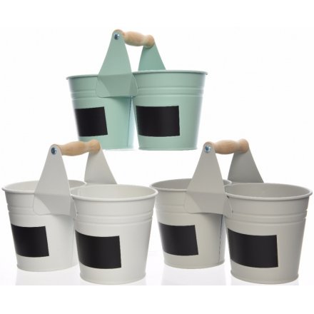 Double Pots With Chalkboard Labels, 3 Assorted