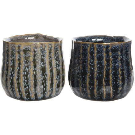 Striped Toned Ceramic Planter