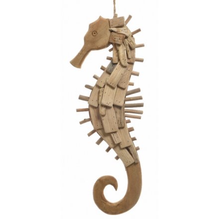 Hanging Wooden Sea Horse 