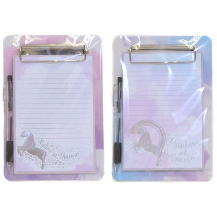 Unicorn Clipboard Pad With Pen, 2 Assorted