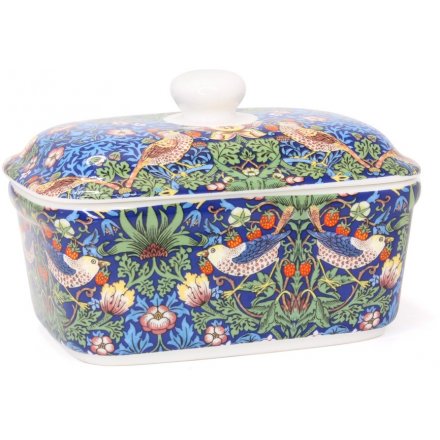 Vintage Blue Strawberry Thief Butter Dish