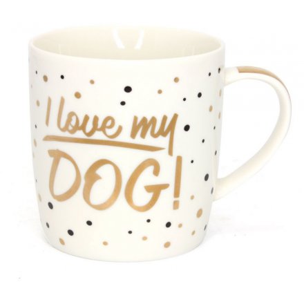 I Love My Dog Golden Mug