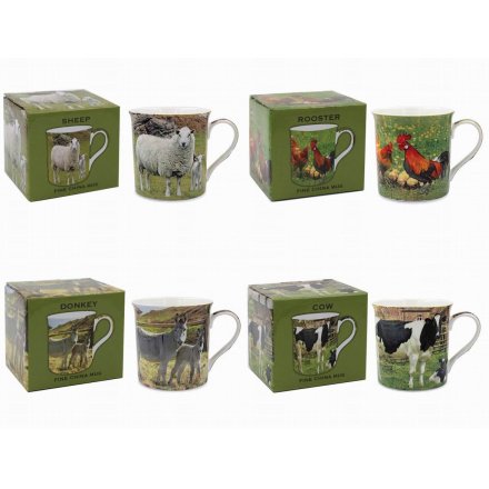Farmyard Animal Mugs 4 Asst