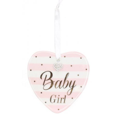 Pink Baby Girl Heart Plaque
