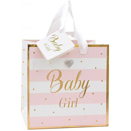 Golden Pink Baby Girl Gift Bag - Small