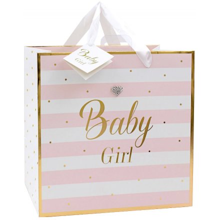 Golden Pink Baby Girl Gift Bag - Medium