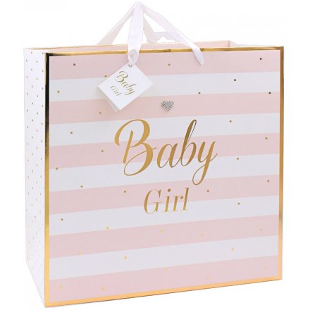 Golden Pink Baby Girl Gift Bag - Large