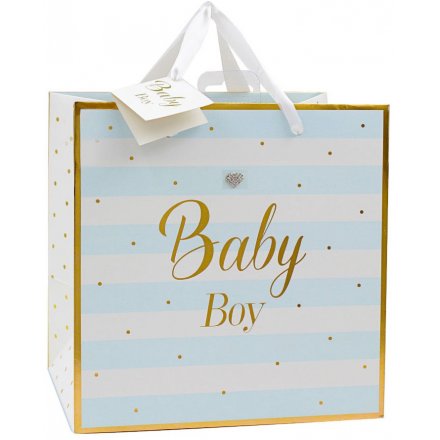 Golden Blue Baby Boy Gift Bag - Medium