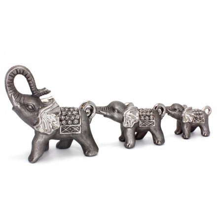 Black Silver Elephant Set Of 3