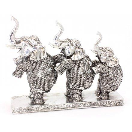 Silver Art Standing Elephants