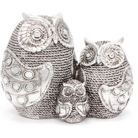 Silver Art Owl Family