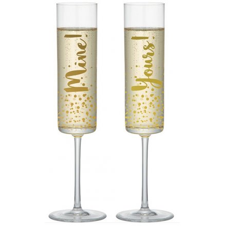 Bubbly Mine & Yours Flutes Set Gift Boxed