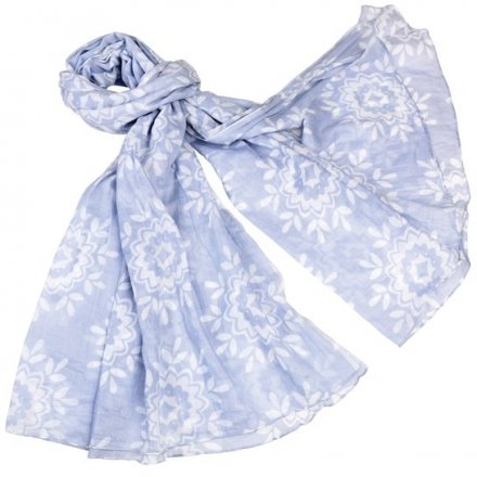 Blue Moroccan Rose Cotton Scarf