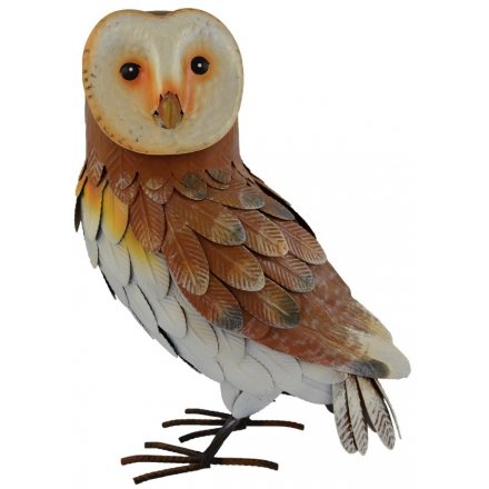 Bring to your garden a touch of the wild life with this beautifully finished barn owl metal figure 