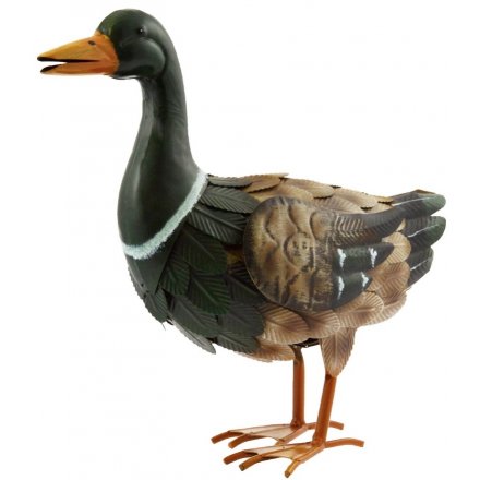 A hand painted male mallard duck garden decoration