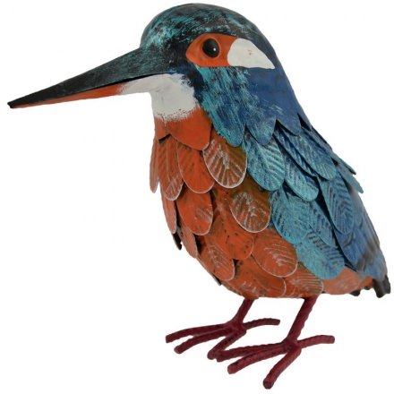 A small kingfisher metal garden figure