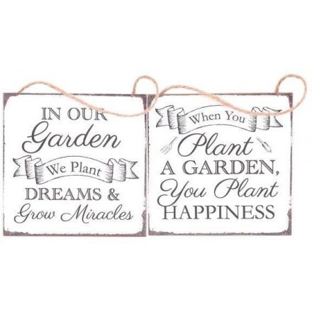 Two Assorted Garden Slogan Hanging Plaques, 15cm