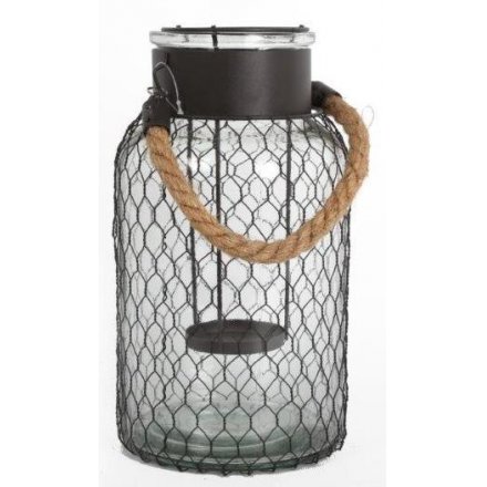 Wire Jar/Rope Handle Candle Holder 26cm
