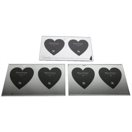 Double Mirror Heart Frames, 3 Assorted