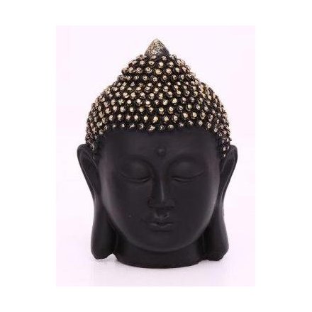 Black & Gold Buddha Head Ornament, 13cm