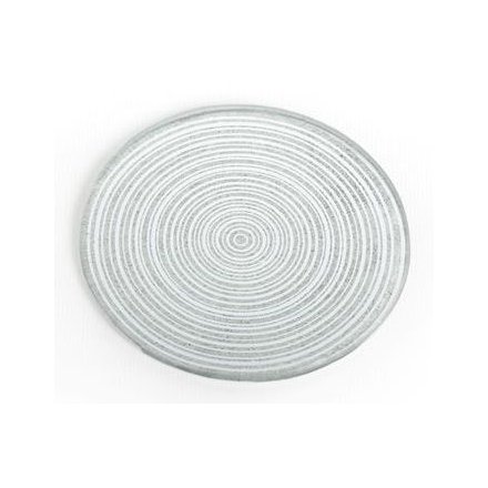 10cm Silver Glitter Candle Plate