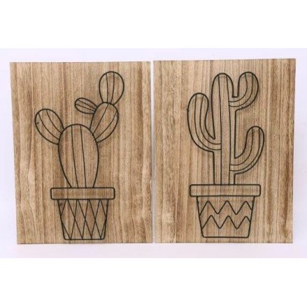 Wire Cactus Wall Plaque, 2 Assorted