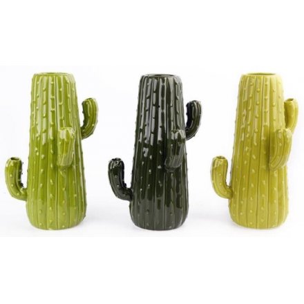 Large Ceramic Cactus Vases, 3 Assorted