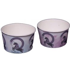A pack of 12 paper unicorn bowls in 2 assorted colours